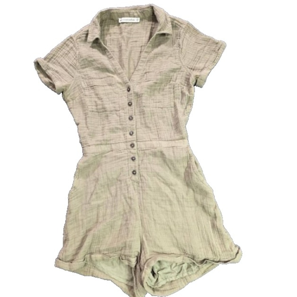 Abercrombie & Fitch gauze cotton tan Y2K Romper v-neck Size XXS A008445